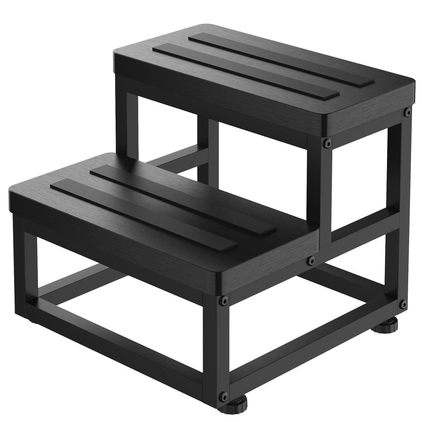 Step Stools for Adults Kids, Heavy Duty Stepping Stools Wooden Bed Step Stools for High Beds, Non-Slip 2 Bedside Foot Stool with 500 Lbs Capacity for Bedroom Kitchen Bathroom Outside, Easy Assembly