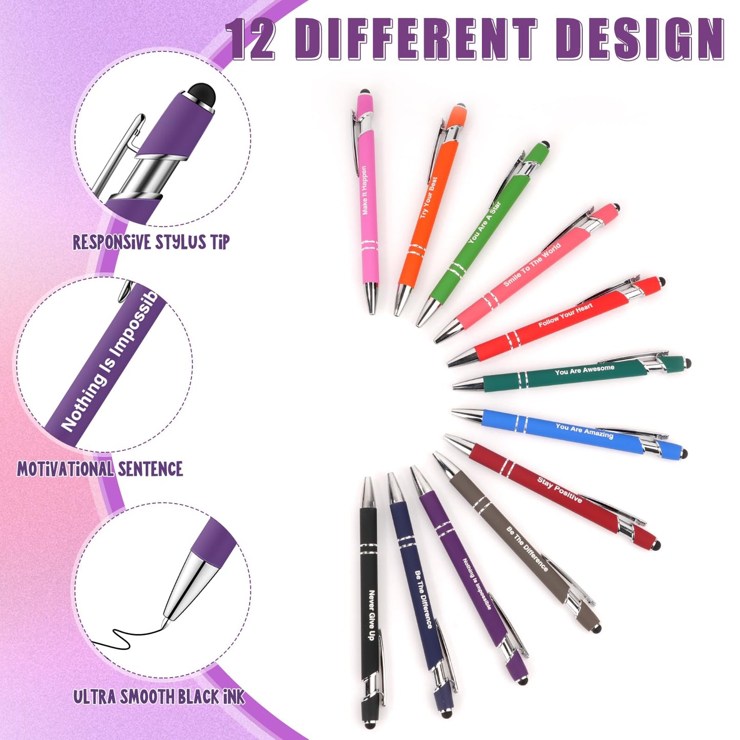 48 Pcs Bulk Motivational Pens Inspirational Notepads Set, Small Pocket Motivational Quote Notebooks and Ballpoint Pens, Mini Journals Gift Set for Kids Students Teachers School Office Prizes Supplies