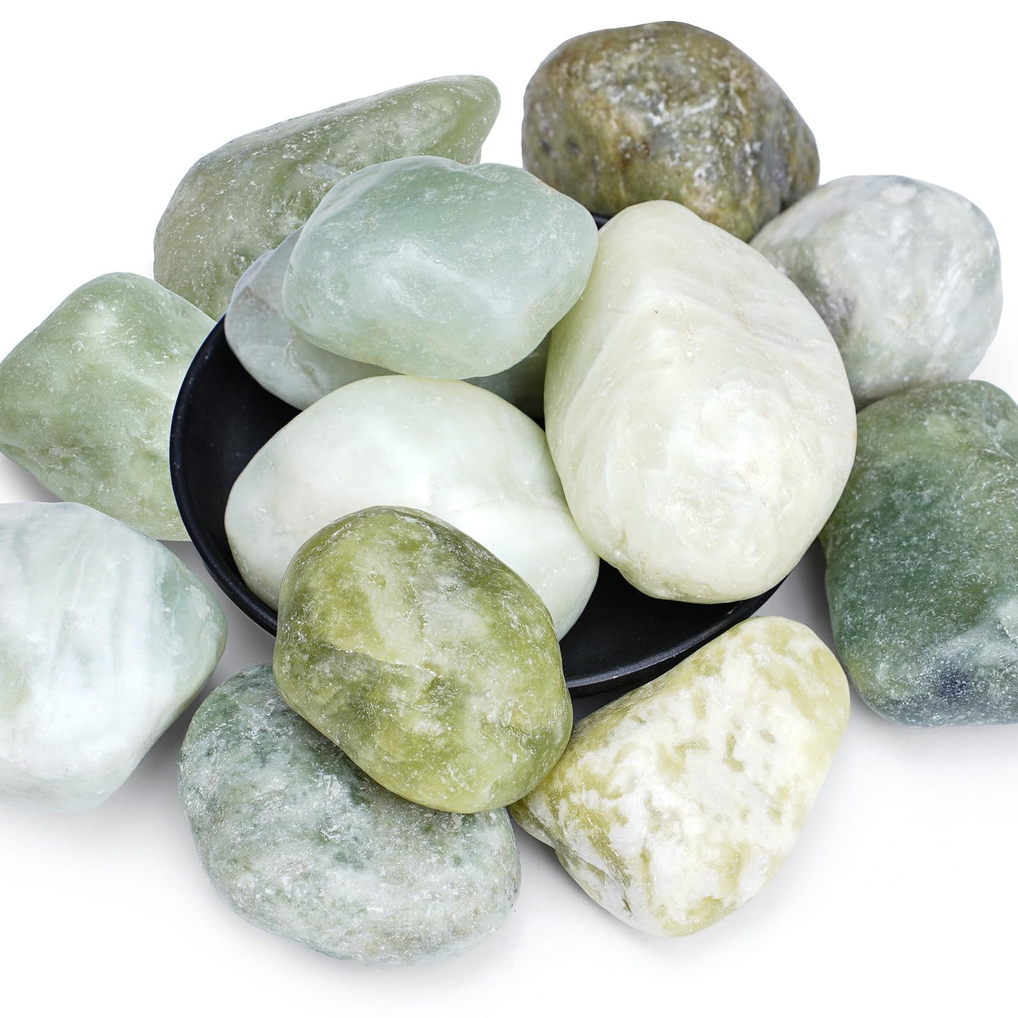 Pulovin 20 lbs Jade Pebbles for Indoor Plants, 2-3 Inch Polished River Rocks, Decorative Garden Rocks Outdoor Landscaping, Large Natural Stone for Walkways, Yard, Vases, Crafts