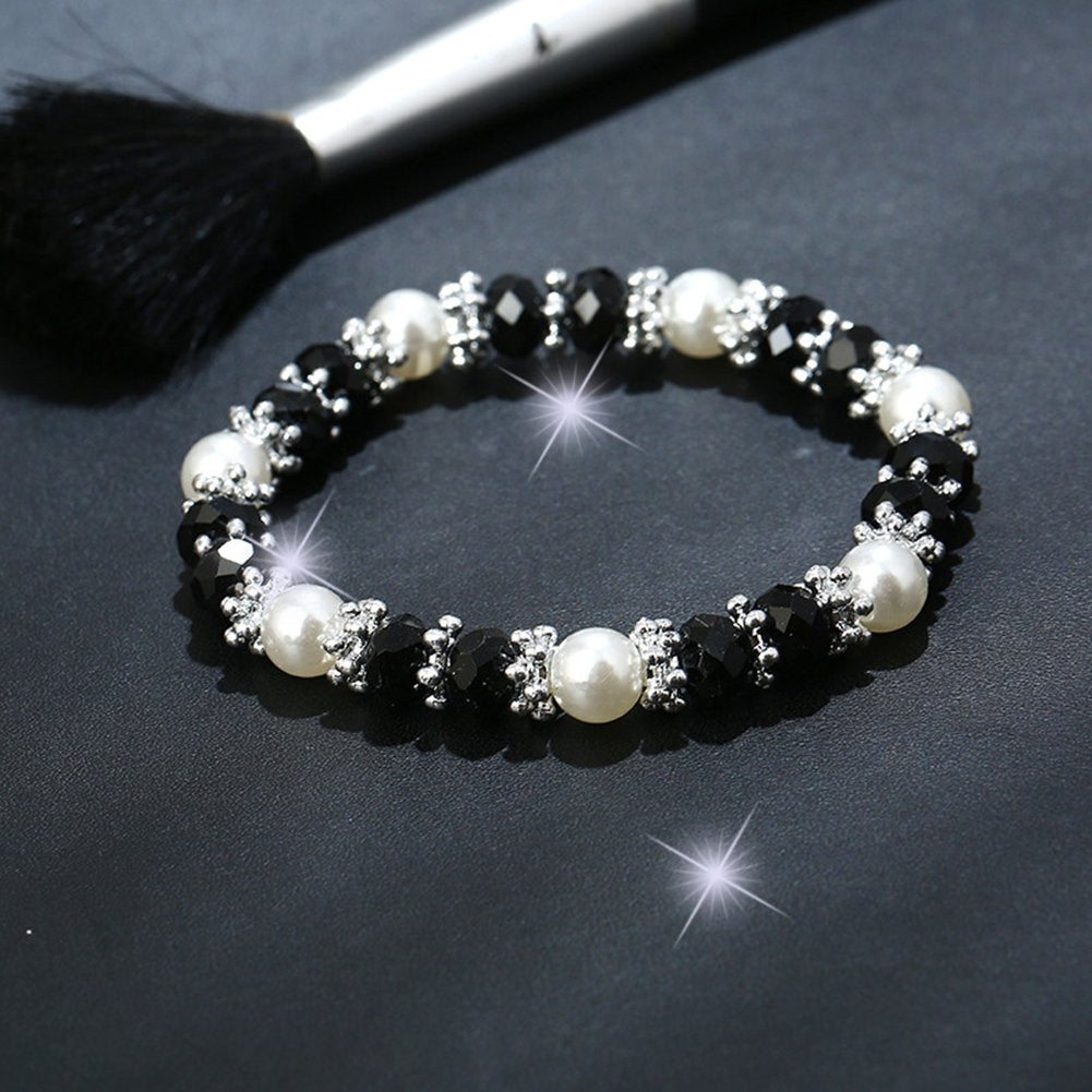 Pearl Bracelets for Women,Freshwater Pearls Crystal Bracelet Boho Bracelets Bead Bracelet Gifts (Colorful)