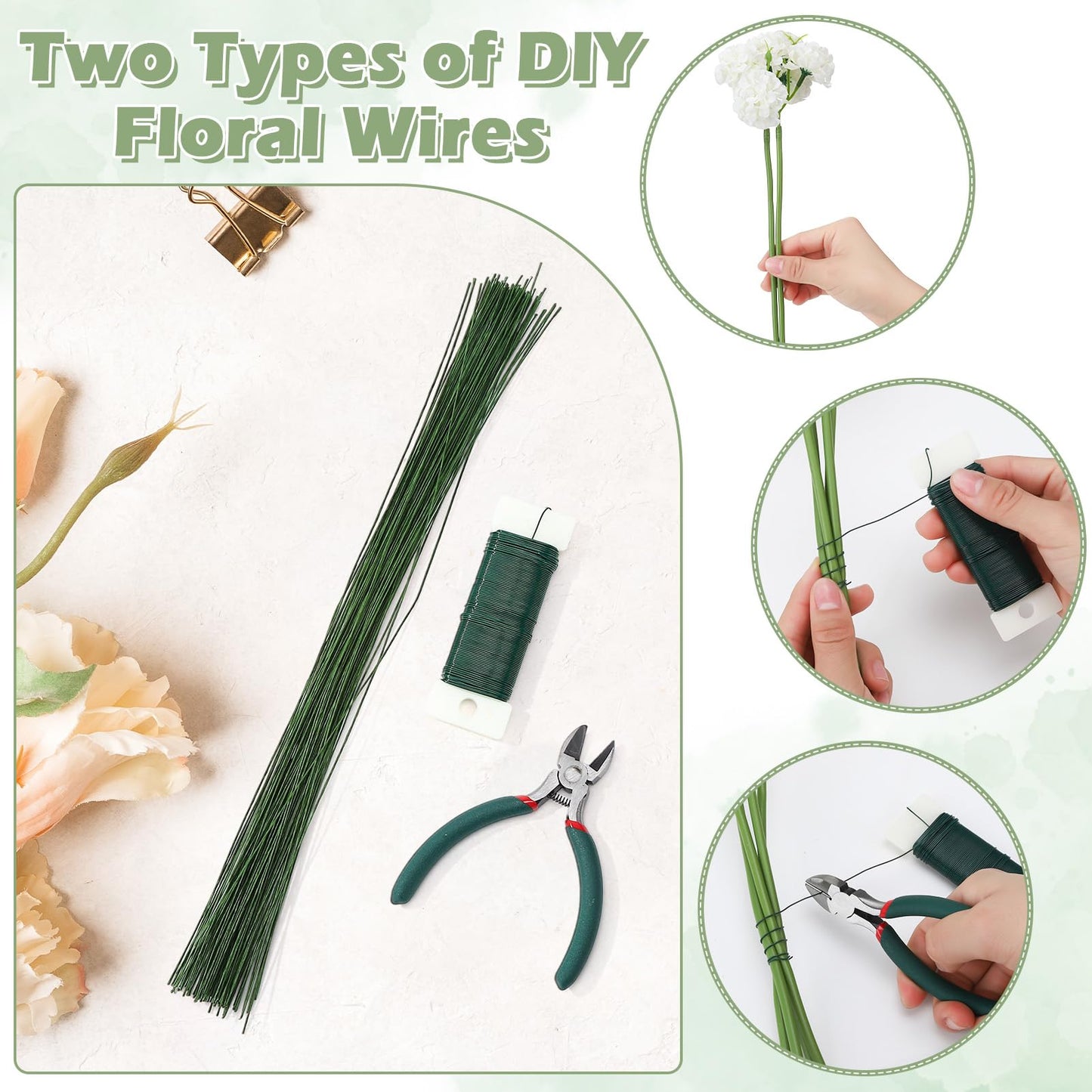 Hoemwarm Boutonniere Pin Kit Corsage Making Supplies Set Includes Pins Floral Wire Tape Cutters White Ribbon Metal Clips for Wedding Prom Party DIY Craft Arrangements