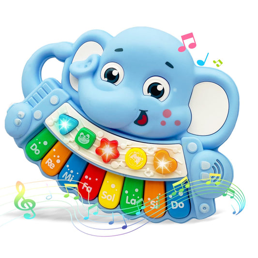 Baby Music Toys for Toddlers, Light Up Music Baby Toys for 18+ Months Early Learning Educational Piano Keyboard Infant Toys Baby Boy Girl Gifts (Elephant)
