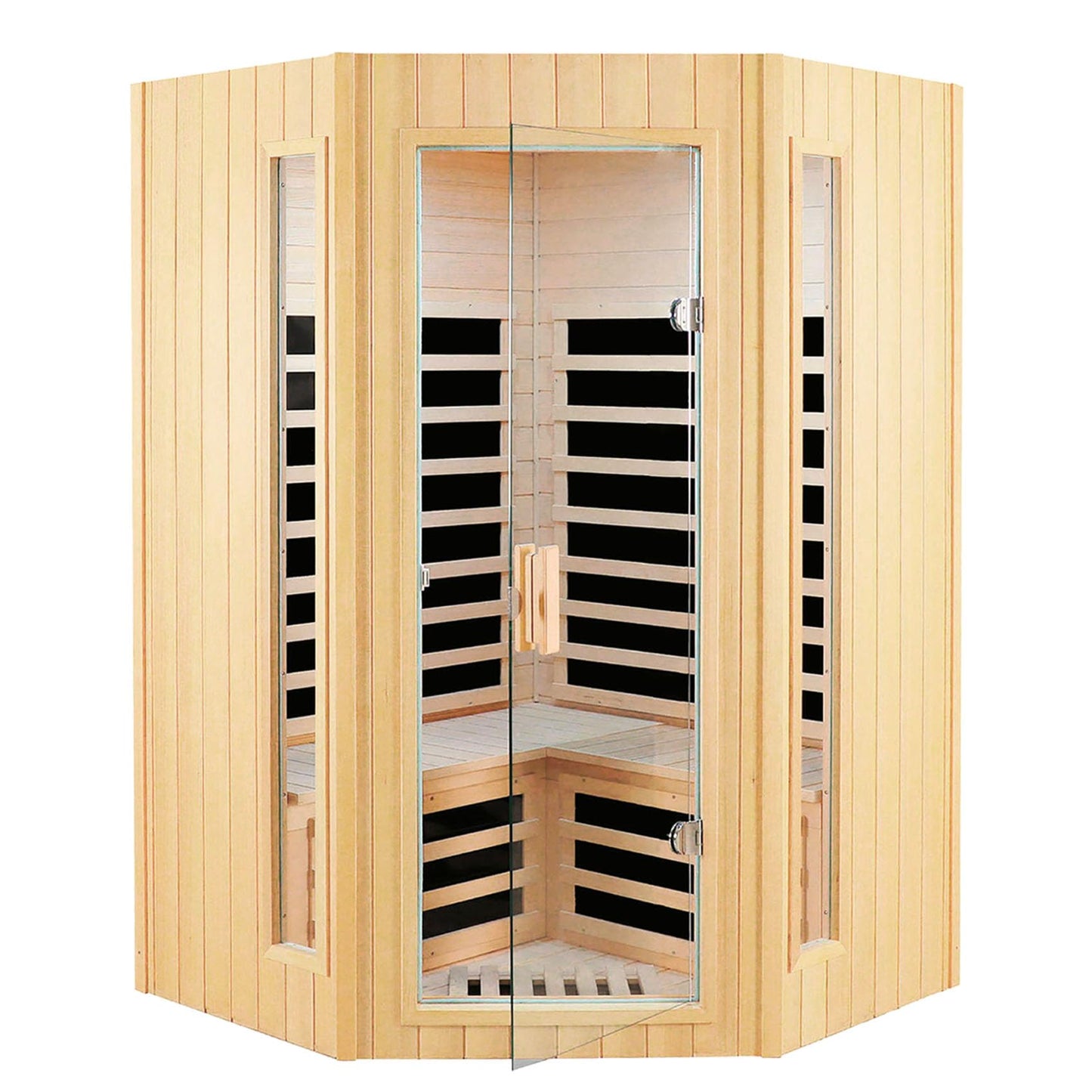 Far Infrared Sauna, 2-3 Person infrared sauna for home, Indoor Home Sauna Canadian Hemlock Wooden Sauna Dry Sauna with 7 Low EMF Heating Panels, Bluetooth Speakers, LED Reading Lights, 1670W