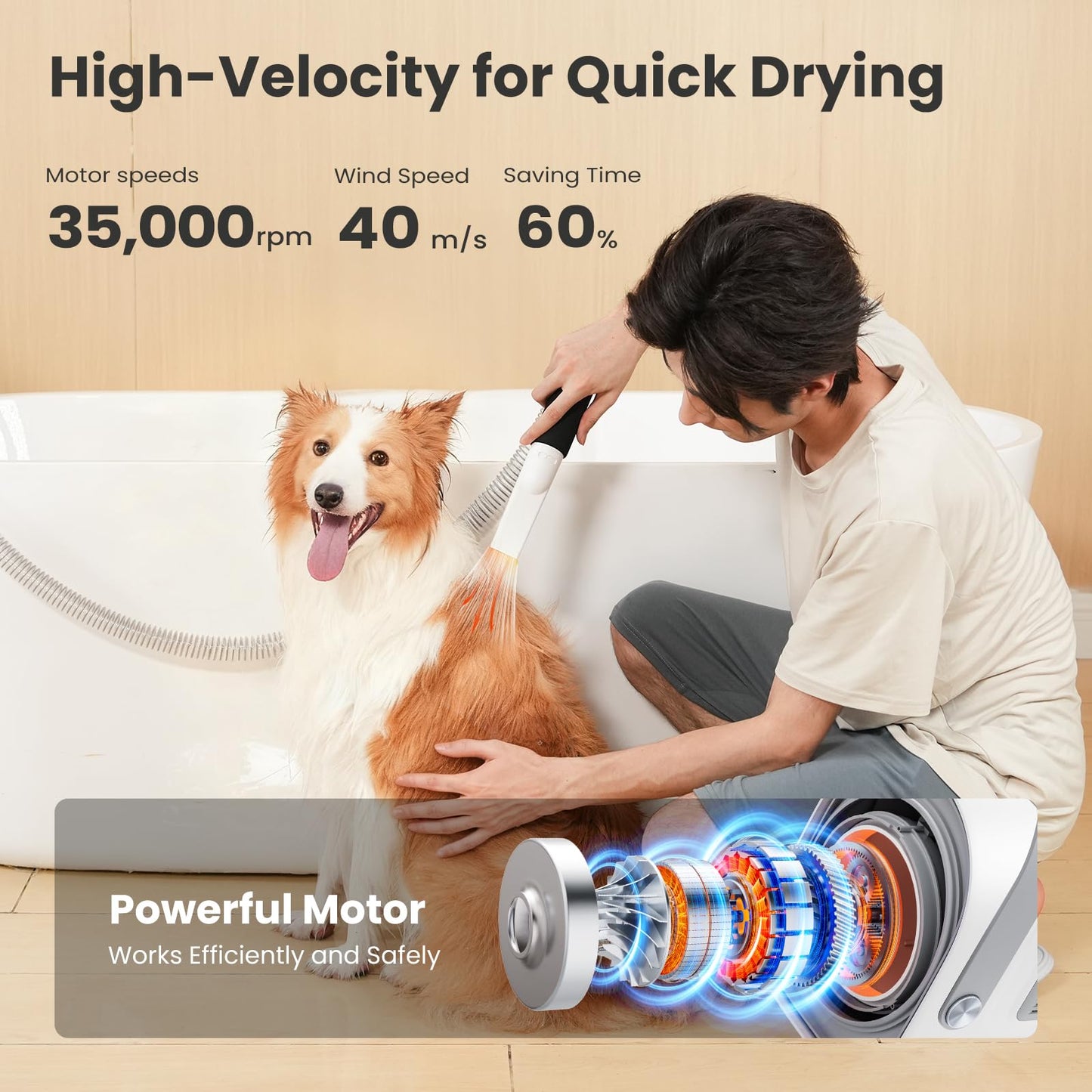 Pecute Dog Grooming Vacuum & Dryer, 7-in-1 Pet Grooming Kit with Clipper, 10000Pa Dog Vacuum for Shedding Grooming, Adjustable Speed & Temp, 55dB Low Noise,1.7L Dust Cup