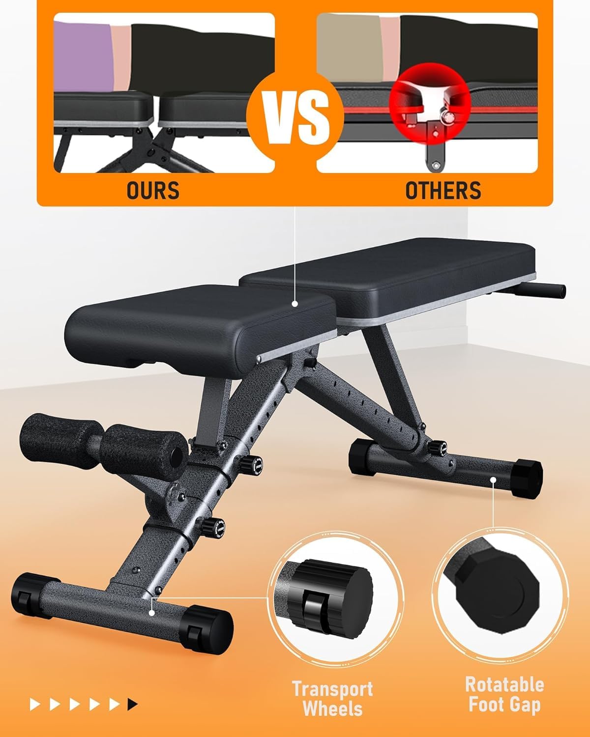 BARWING Adjustable Weight Bench Workout Bench, 1000 LB Heavy Duty Incline Decline Bench for Home Gym, Easy Assembly Foldable Training Lifting Bench, Ultra Short Gap New Version