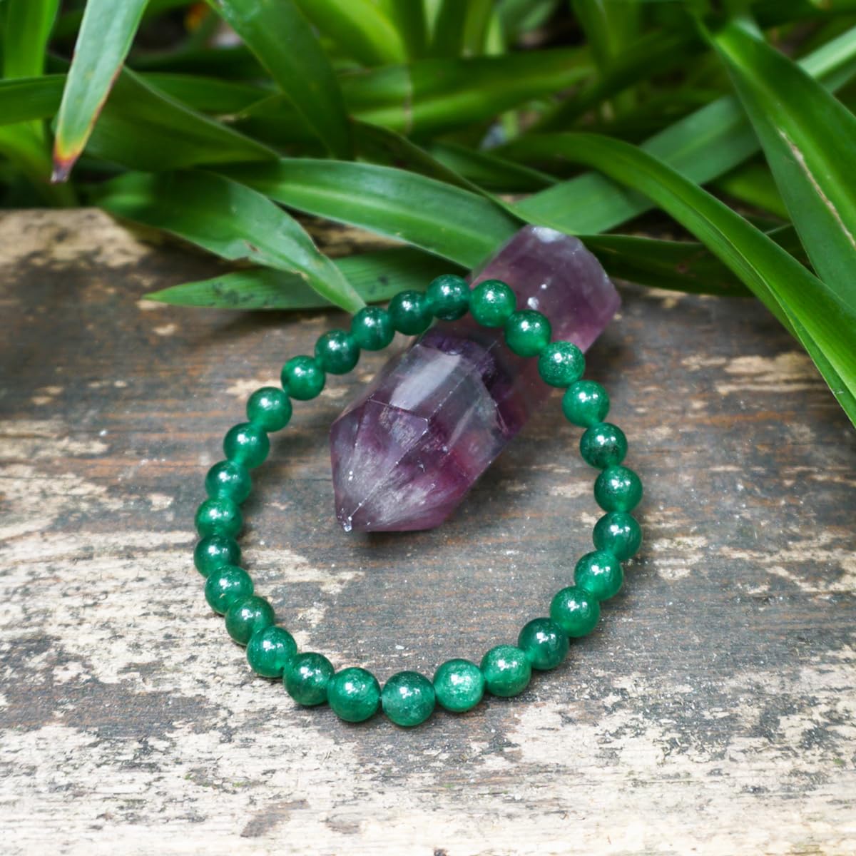 6MM Emerald Bracelet for Unisex | Fits for about 6-6.5'' Wrist | Birthstone of May | Heart Chakra Green Crysta| Spritual Healing Valentines Gift for Friends and Familys on any Festival