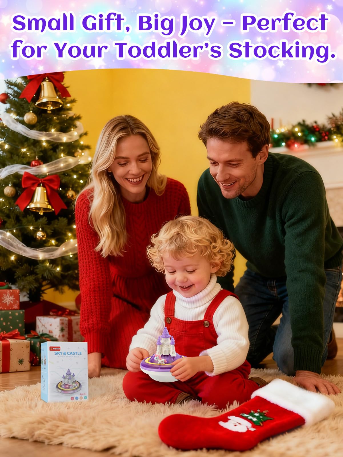 Light up Baby Bath Toys Birthday Gifts- LED Color-Changing Lights & Automatic Water Spray, Fun Bathtub Water Toys for Kids Ages 1-3 Toddlers, Purple