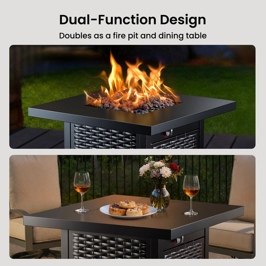 Ciays 28" Propane Fire Pit Table, 50,000 BTU CSA-Listed Gas Fire Pit with RGB Lighting, Adjustable Flame, Lava Rock, APP Control, Music-Sync Lighting, Outdoor Gas Fire Pit for Patio, Backyard & Garden