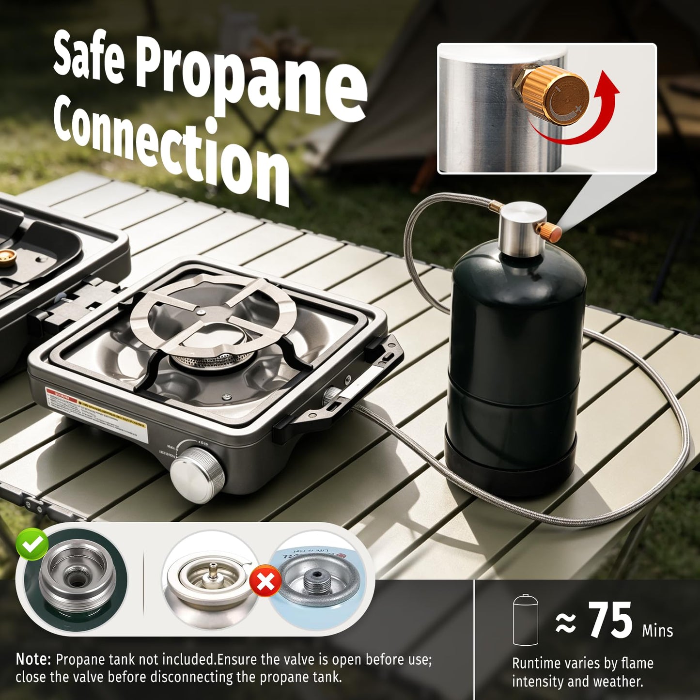 SHINESTAR 2 Burner Camping Stove, 24000 BTU Portable Propane Camp Stove with Brass Burner, Foldable Gas Stove with Windshield & Coffee Stand, Camping Essentials for Outdoor Cooking, or Emergencies