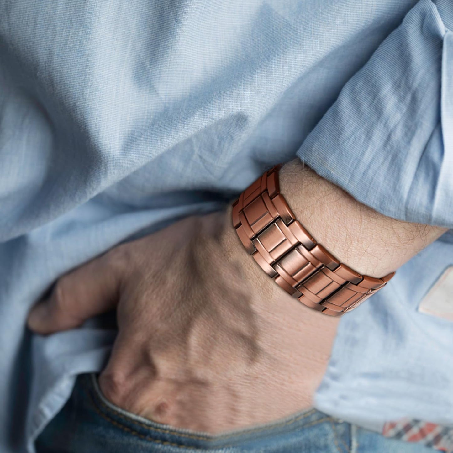 MagEnergy 3X Magnetic Copper Bracelet for Men, 99.99% Pure Copper Magnetic Bracelets with Ultra Strength Magnets, Adjustable Wristband with Sizing Tool Jewerly Box