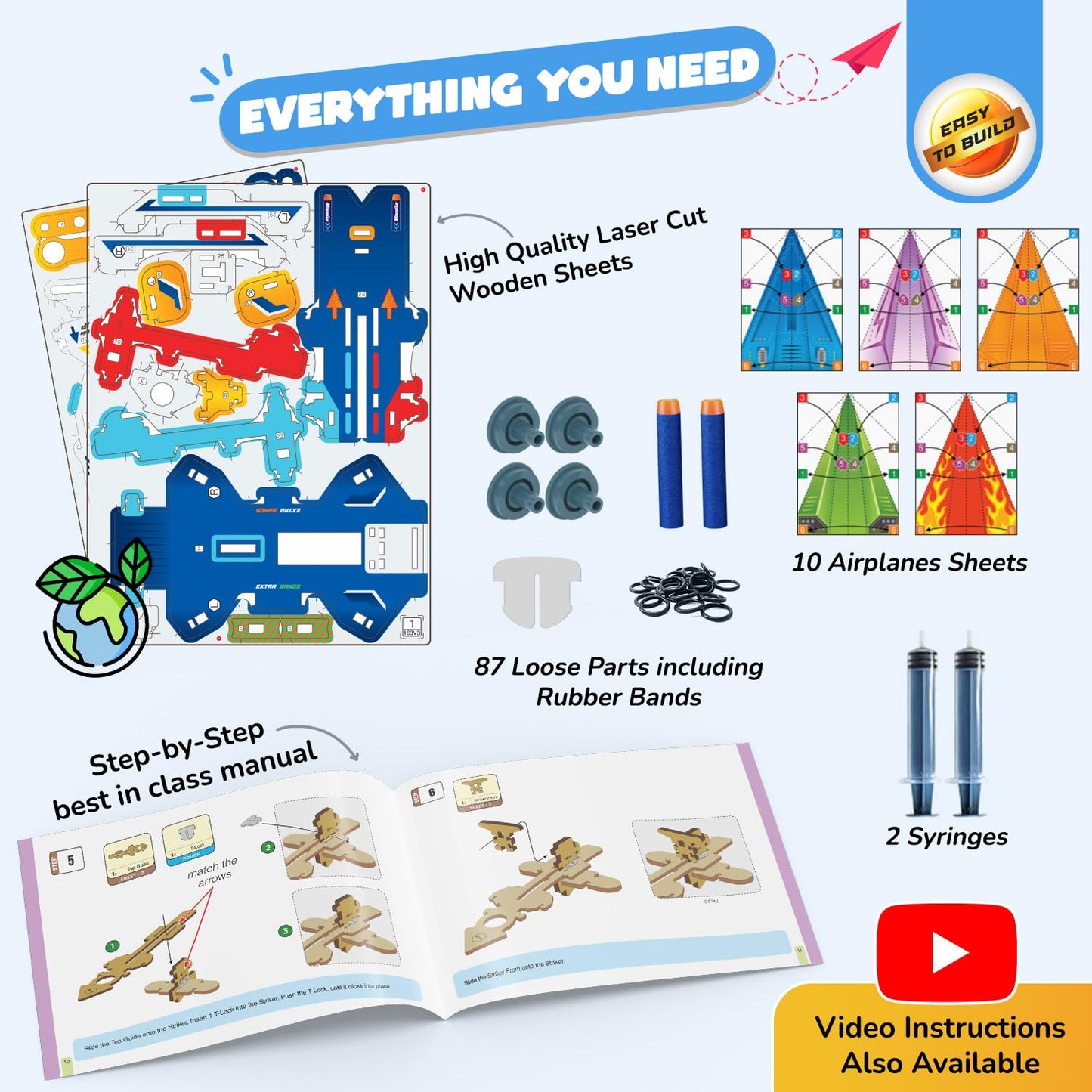 Smartivity DIY 2in1 Hydraulic Paper Airplanes & Darts Launcher STEM Toy for Kids Ages 6-14 Years I Birthday Gifts for Smart Kids | Science Kit for Boys & Girls 6, 8,10,12,14 Years Old