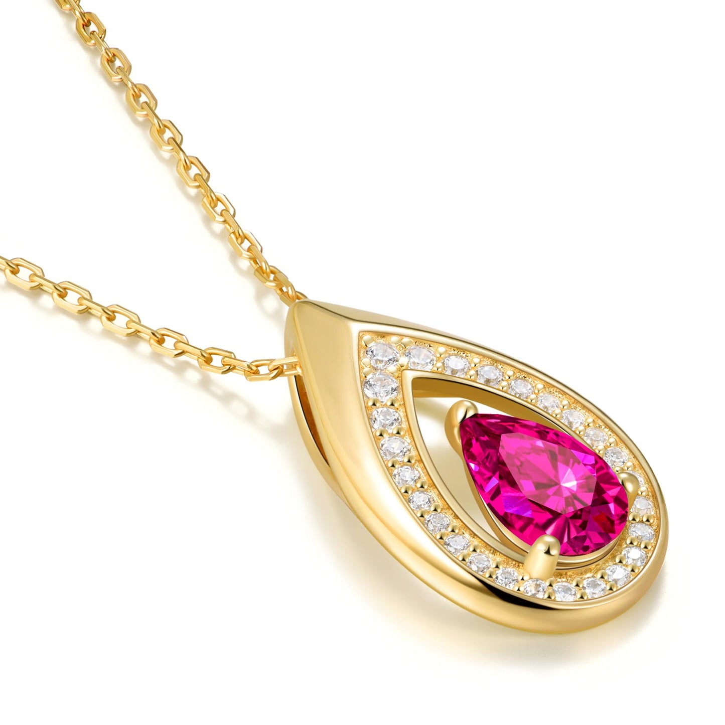 Kstyle 14k Gold Ruby July Birthstone Pendant Necklaces for Women Valentine's Day Birthday Gift Anniversary Jewelry for Wife Daughter Grandma Mom Sister Non Tarnish