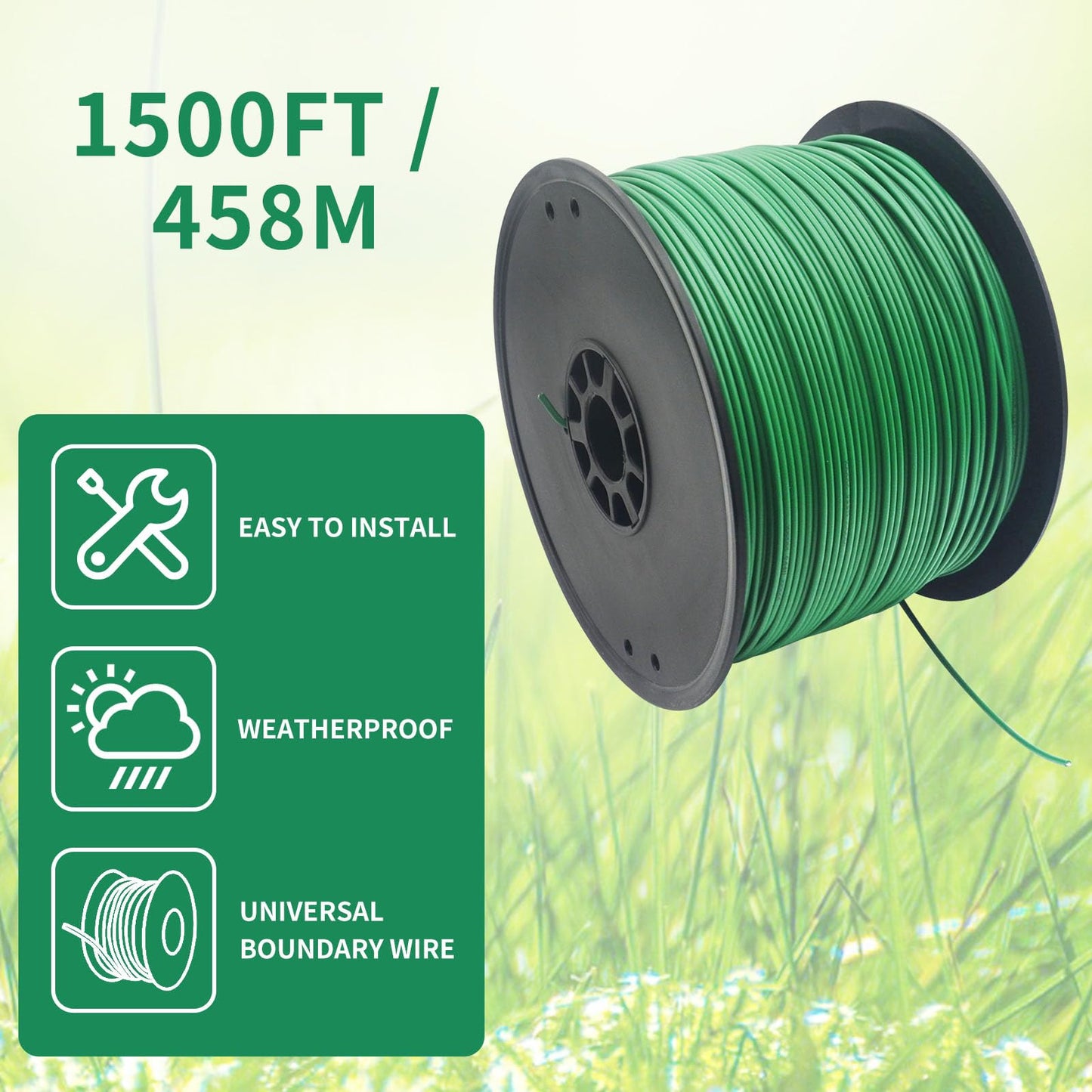 Multisland Universal 1500FT Robotic Mower Boundary Wire Automatic Lawnmower Perimeter Wire and 200PCS 3.3" Plastic Boundary Wire Stakes