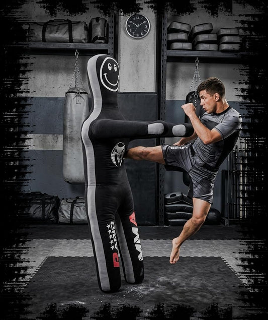 Rapid Mart Kids Grappling Standing Dummy – 3FT (36 Inches) Unfilled – Wrestling, BJJ, MMA Training Dummy with Moveable Arms & Legs for Kids Practice (Black)