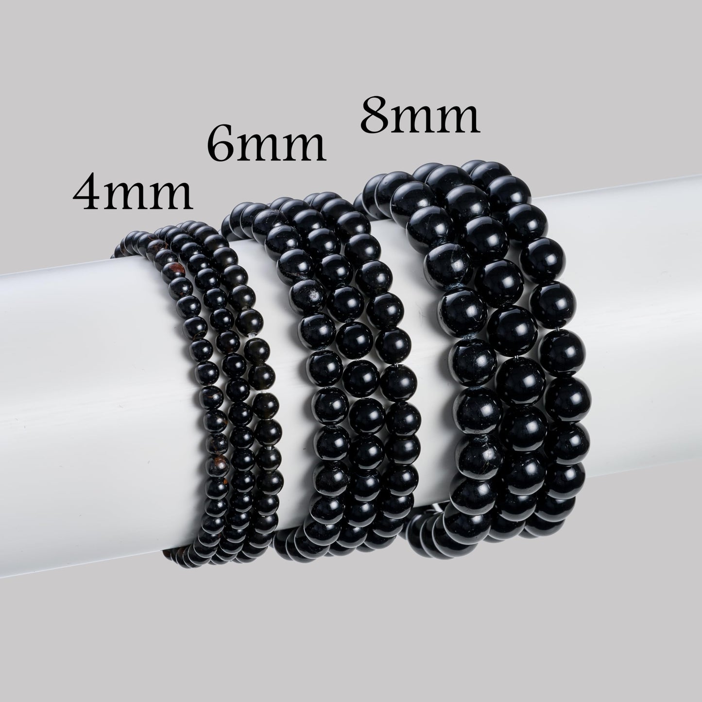 Bivei 3-Piece 8mm Beaded Bracelets for Women – Black Onyx, Black Obsidian, Black Tourmaline – Handmade Natural Crystal Stretch Elastic Jewelry for Meditation, Yoga, Protection Gifts