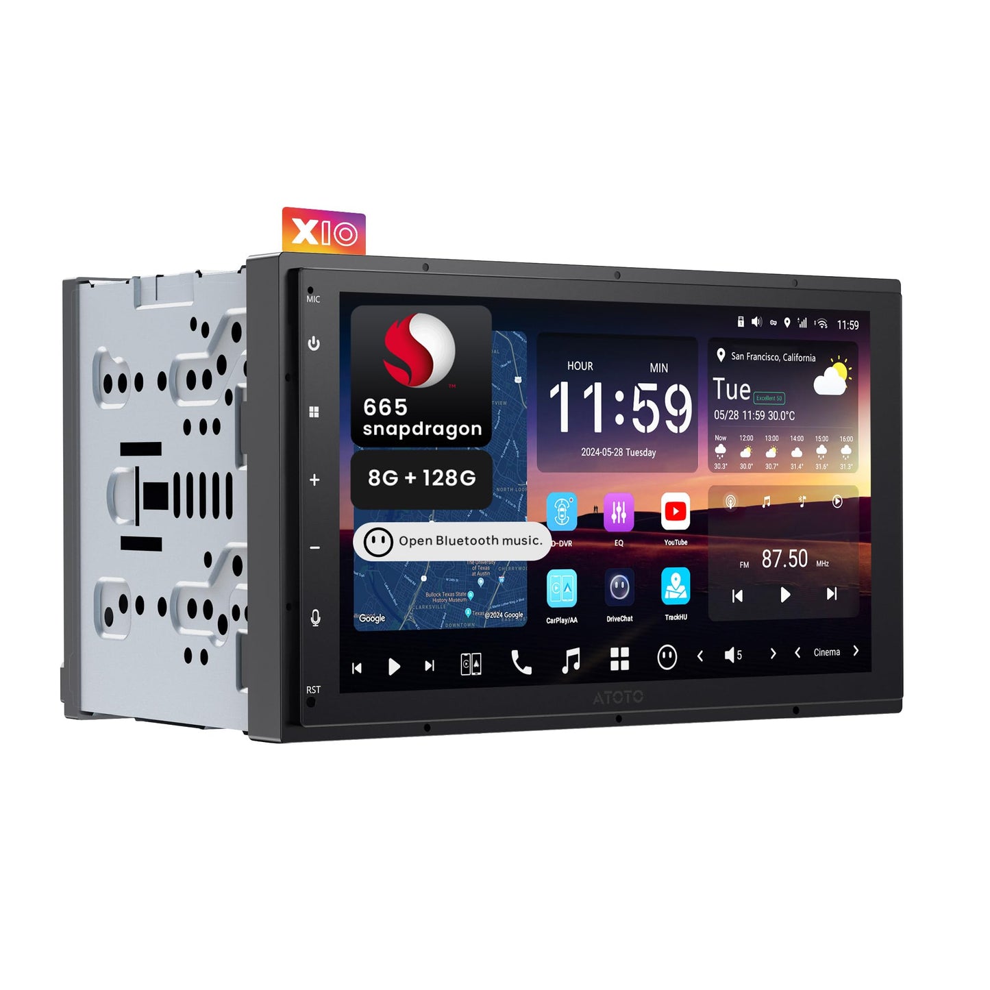 ATOTOZONE 7-Inch Android Double-DIN Car Stereo,AI Agent,7.1.2 Surround Stage,4V RCA, 4G LTE, 8G+128G In-Dash Navi,Optical SPDIF Output,HDMI Input, ADS Protocol,Wireless CarPlay & Android Auto,X10G2B7E