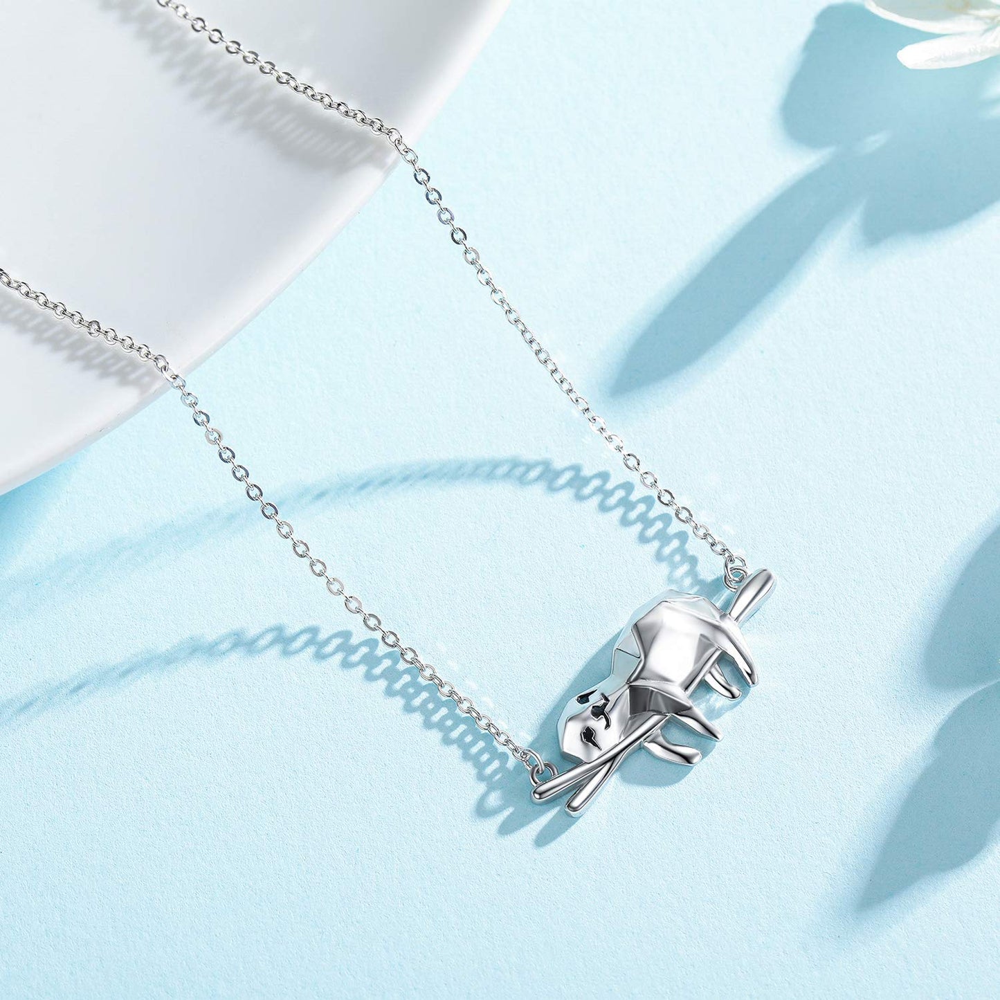 JUSTKIDSTOY Sloth Necklace Gifts Sterling Silver Cute Origami Animal Pendant Necklace Sloth Jewelry for Women Birthday Graduation