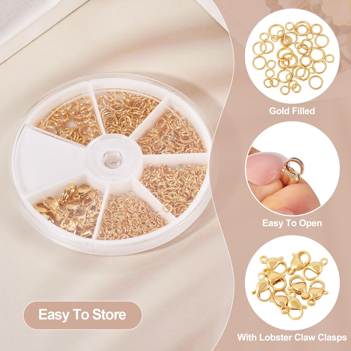 DIY Jewelry Making Kits Craftdady 25pcs 18K Gold Plated Stainless Steel Lobster Claw Clasps 658pcs 3mm 4mm 5mm 6mm 7mm Brass Open Jump Rings for DIY Bracelet Necklace Jewelry Making