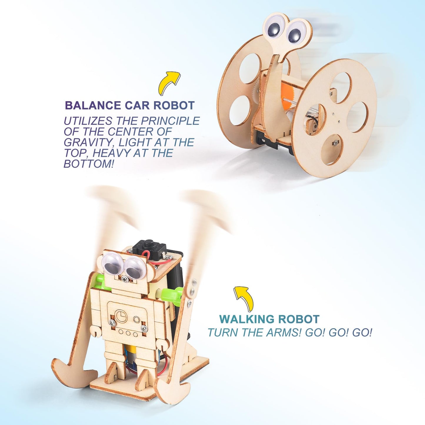 5-in-1 STEM Robot Kit for Kids Ages 8-10, Wood Building Art Crafts Kits for Boys 8-12, 3D Wooden Puzzles Robotics Models, Science Woodworking Projects Toys Birthday Gifts for 8 10 12 Year Old Girls