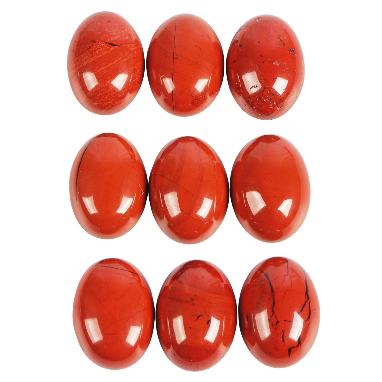 Casaper Natural Red Jasper Oval Cabochons Beads for Jewelry Making, Polished Cab Flat Back Cab Stone Crafts, 13x18mm, Pack of 10