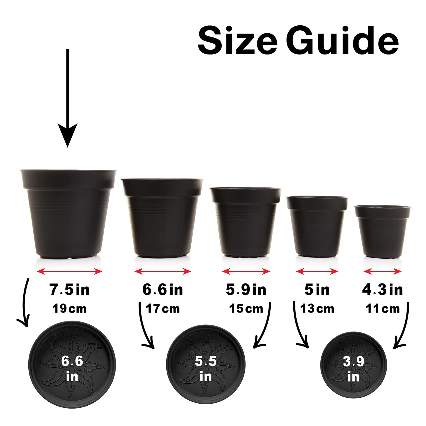Mintra Garden Pots, 4 Pack Bulk Plastic Plant Pots with Drainage Tray, Round Indoor & Outdoor Decorative Planters with Drain Holes for Flowers, Herbs & Plants, 19cm Diameter – Blue, 7.5 in
