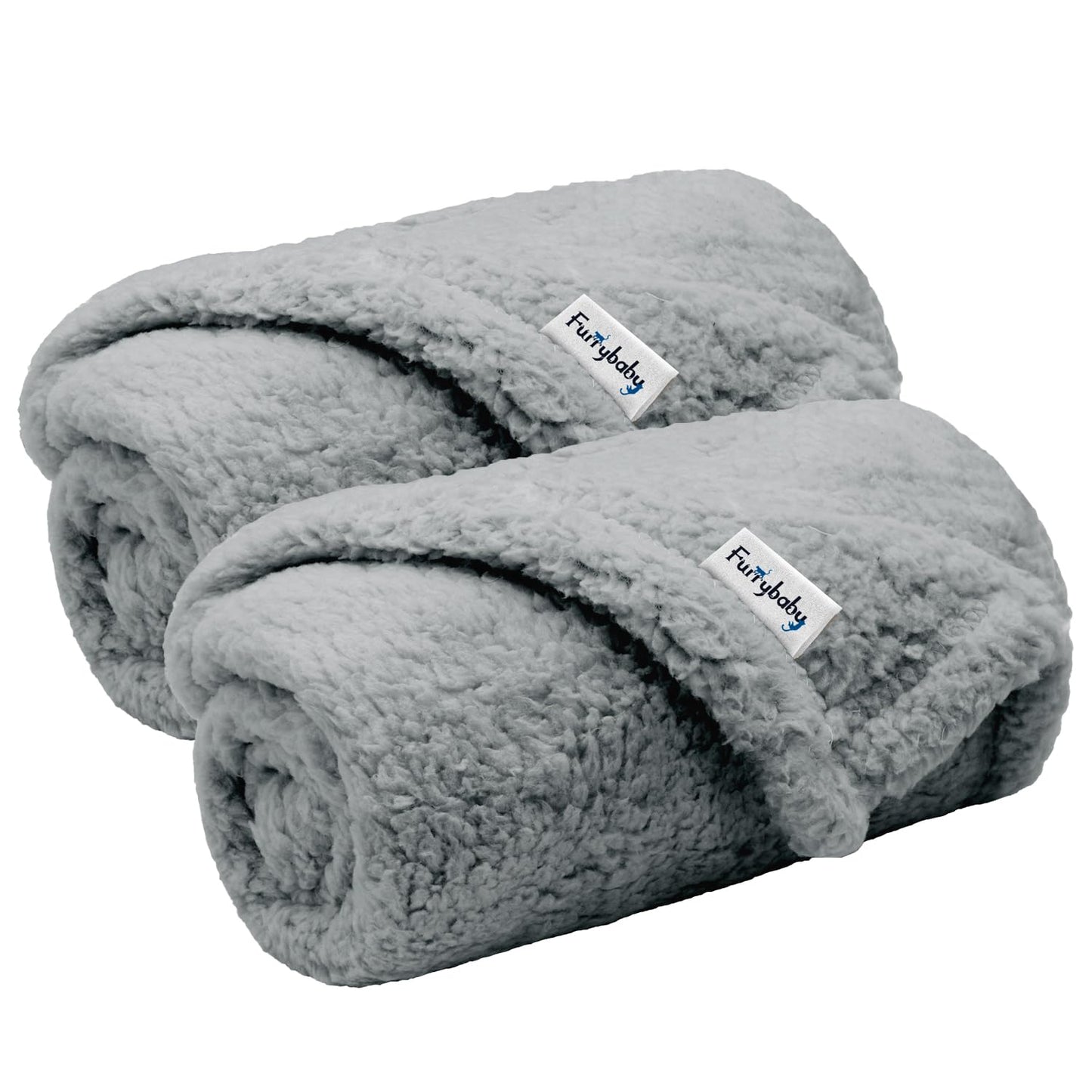 furrybaby 1 Pack 2 Puppy Blankets for Medium Dogs Super Soft Premium Sherpa Pet Calming Blankets for Cat Bed Couch Car and Indoor Washable Fleece Dog Blankets(32"x40", Grey&Grey)