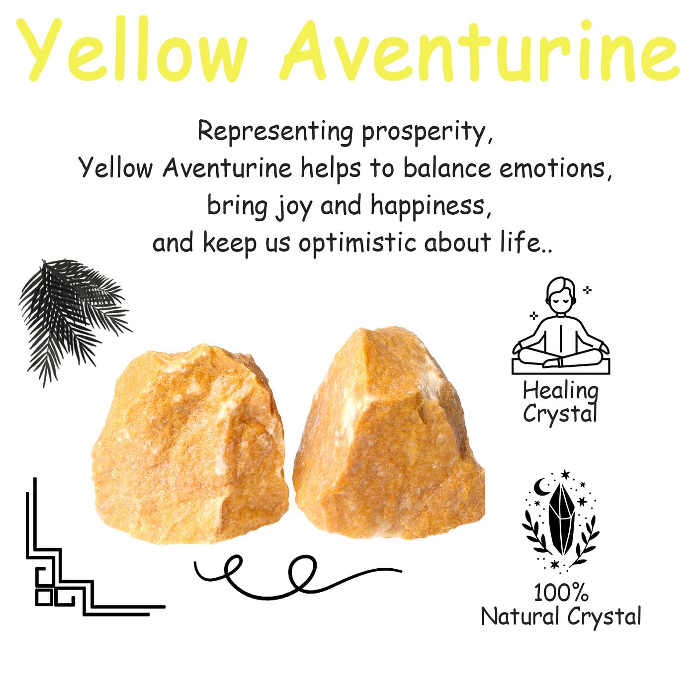 NUKAYAI 2Pcs Yellow Aventurine 1.8-2.2" Large Natural Raw Crystals Healing Crystal Yellow Aventurine Stones Rough Rocks for Wrapping Gifts Decoration Cabbing DIY Wicca Reiki Wire Polishing Rock