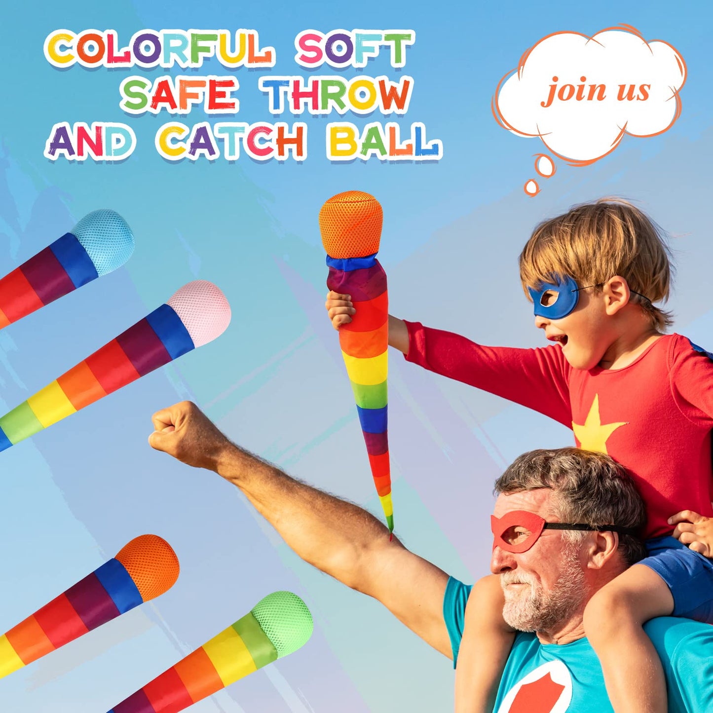 Leyndo 12 Pcs 28 Inch Throw and Catch Balls with Rainbow Tail, Soft Sports Play Comet Balls Playground Toys Bulk for Kids Adults Games and Activities Fun Throwing School (Classic)