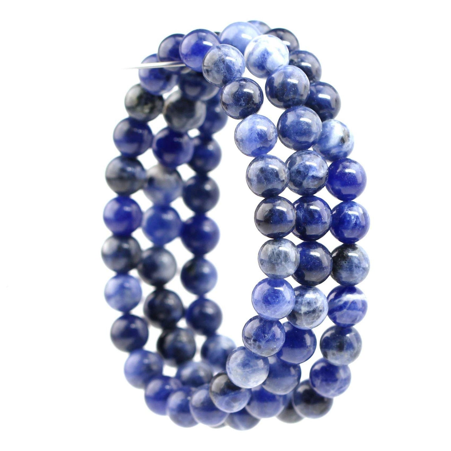 Clearain Natural Gemstones Bracelet 8mm Chakra Round Beads Energy Power Crystal Reiki Healing Elastic Stretch 7 Inch for Women Men Unisex(Sodalite)