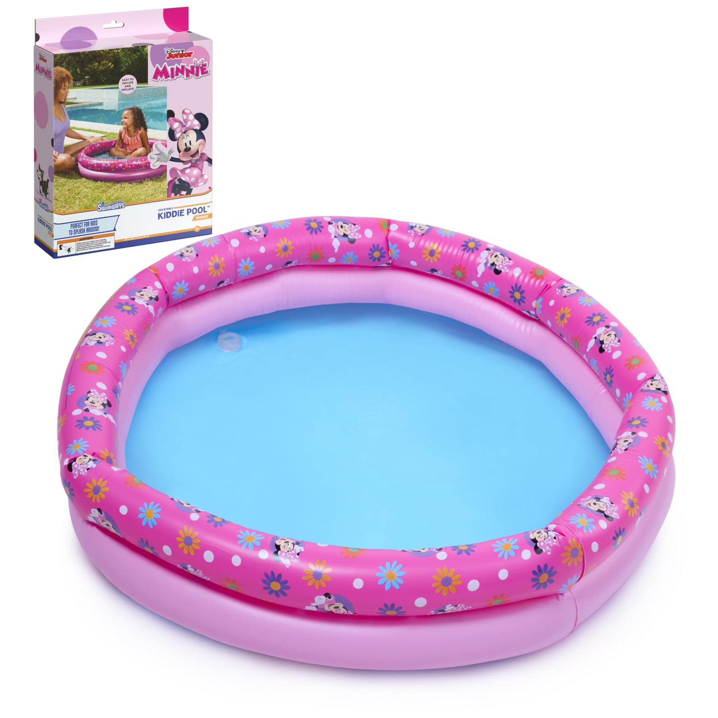Swimways Minnie Mouse Kiddie Pool, Inflatable Above Ground Pool & Outdoor Toys, Minnie Mouse Party Supplies & Pool Toys for Kids Aged 3 & Up