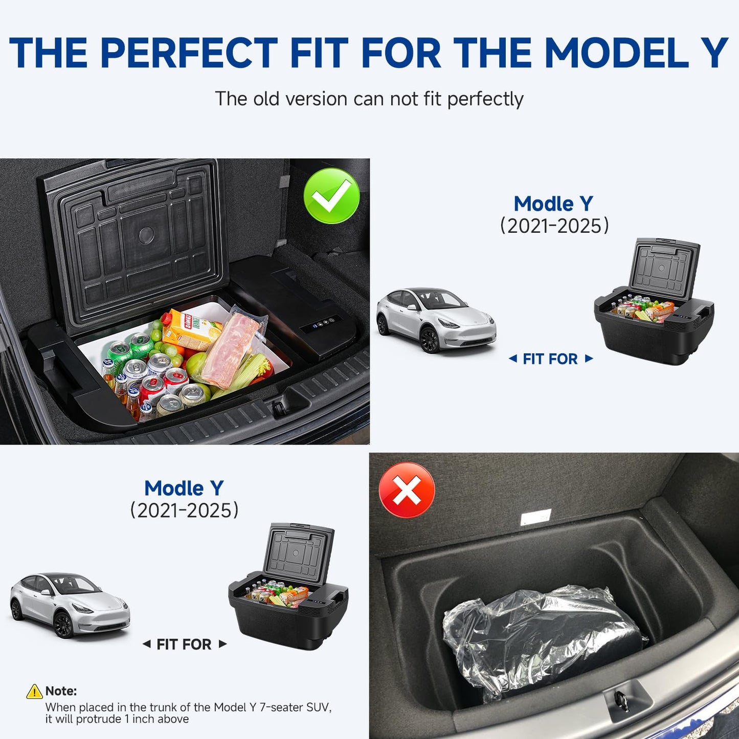 BODEGACOOLER 35L Built-In Car Refrigerator for Tesla Model Y- Ultra-Quiet Fast Cooling to -4℉, Smart App Control, Space-Saving Design for Camping & Road Trips 12/24V DC/AC,-4℉-68℉