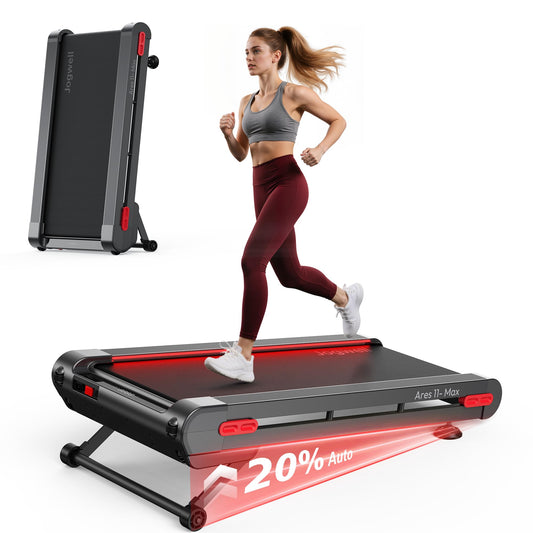 Jogwell Walking Pad Treadmill with 20%/15%/12% Auto Incline, Max 400/350lbs Capacity Treadmills for Home Office Under 35dB, Spacious Running Area, Vertical Storage, 3/3.5HP Brushless, APPJW11