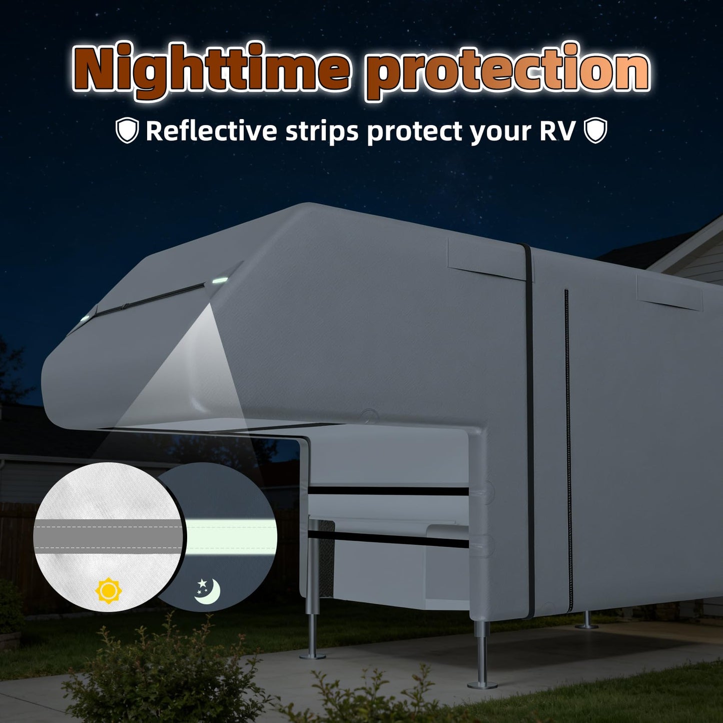 Truck Camper Cover for 10-12FT, Silver - Coated 300D Waterproof Oxford for Slide-in Campers, with Side Zippers and Vents for All-Season Protection