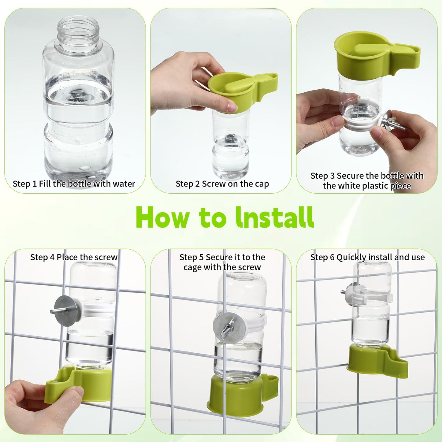 Bird Water Dispenser for Cage Automatic Bird Cage Water Dispenser 2pcs 4.73 Fl Oz Birds Water Feeder for Cages Plastic No Mess Suspended Birds Bottle No Drip for Budgie Conure Lovebirds Cockatiel