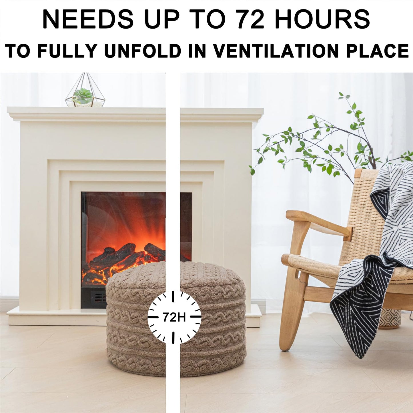 Asuprui Round Pouf Ottoman Stuffed Foot Stool Floor Pouf Chair for Living Room Bedroom Filled One Piece High Resiliency Foam Boho Poof Foot Rest for Couch 20 Diameter x 12 Height Coffee with Filler