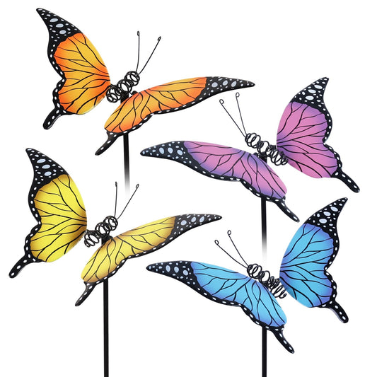 hogardeck Garden Decor for Outside, Set of 4 Metal Butterfly Decorative Garden Stakes for Spring Decor, Yard Art Garden Decorations for Outdoor Lawn Pathway Patio