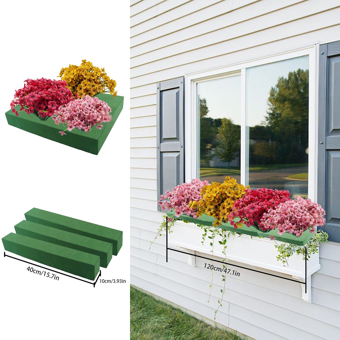 Prashent Dry & Wet Floral Foam Bricks, 15.7 x 11.8’’ Large Green Styrofoam Foam Blocks for Fresh Artificial Flowers Arrangements Wedding Florist Supplies Arts & Crafts Project