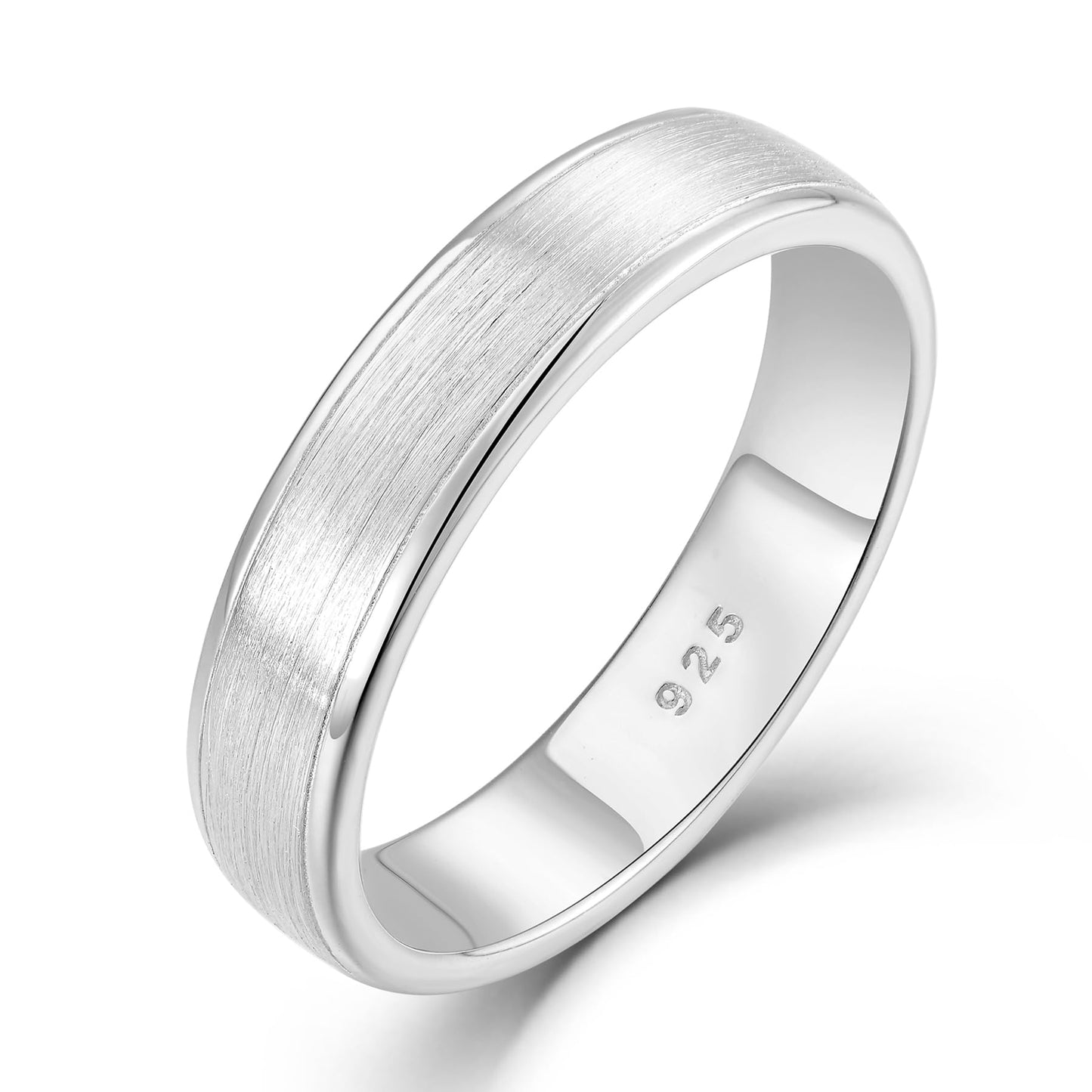 STARCHENIE 5mm Wedding Band Ring, Solid 925 Sterling Silver, Brushed Matte Finish, Comfort Fit, Size 11