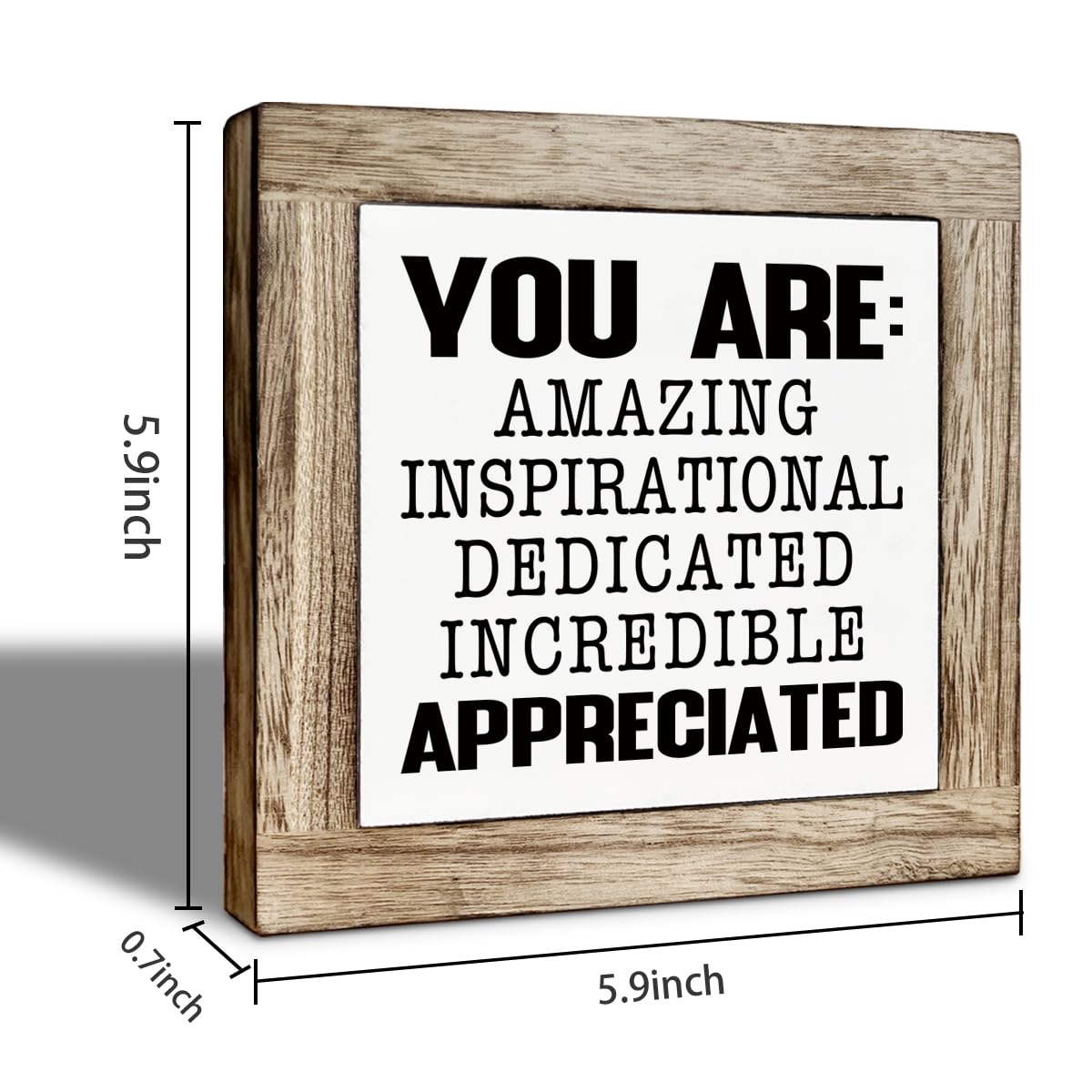 Inspirational Office Wooden Desk Signs, You are Amazing Tabletop Decorative Sign, Country Style Office Desktop Decoration, Affirmation Gifts 5.9x5.9 Inches