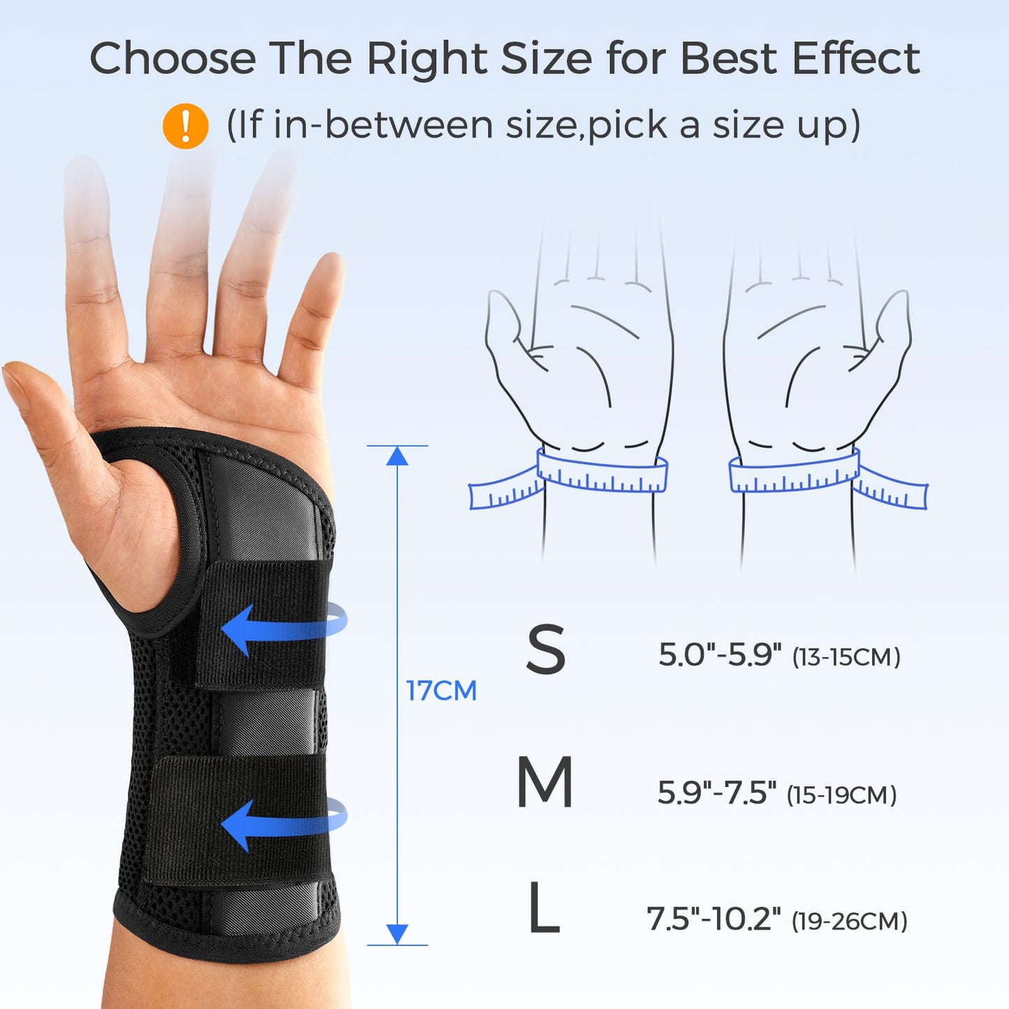 FREETOO Wrist Brace for Carpal Tunnel,[New Upgrade-Anatomically shaped] Adjustable Wrist Support Splint for Men and Women,Hand Brace for Pain Relief, Tendinitis,Arthritis,Right Hand,Medium,Black-Grey