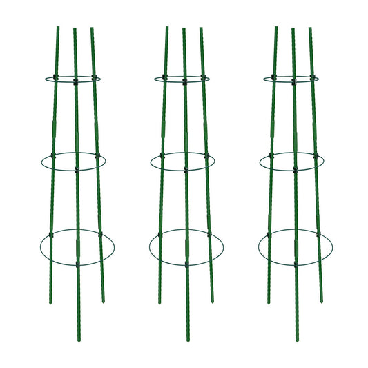 Gardzen 3-Pack Tomato Cage, Plants Support, Trellis Climbing Ring Cage, Stand for Pepper Eggplant Tomato Flowers