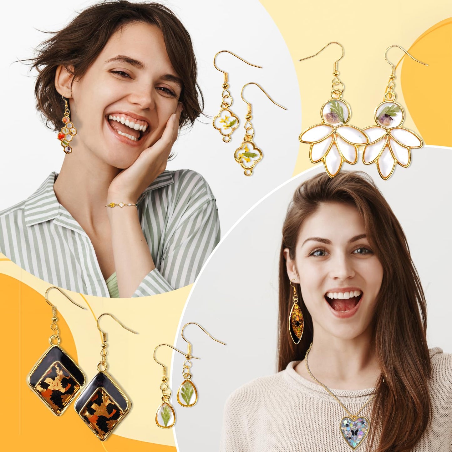 LET'S RESIN 172 pcs Open Bezels for Resin, 2 Size 36 Styles of Gold Hollow Frame Pendants Bezels with 100pcs Jump Rings, Unique Resin Bezels for Jewelry Making, Necklaces Earrings Making Supplies