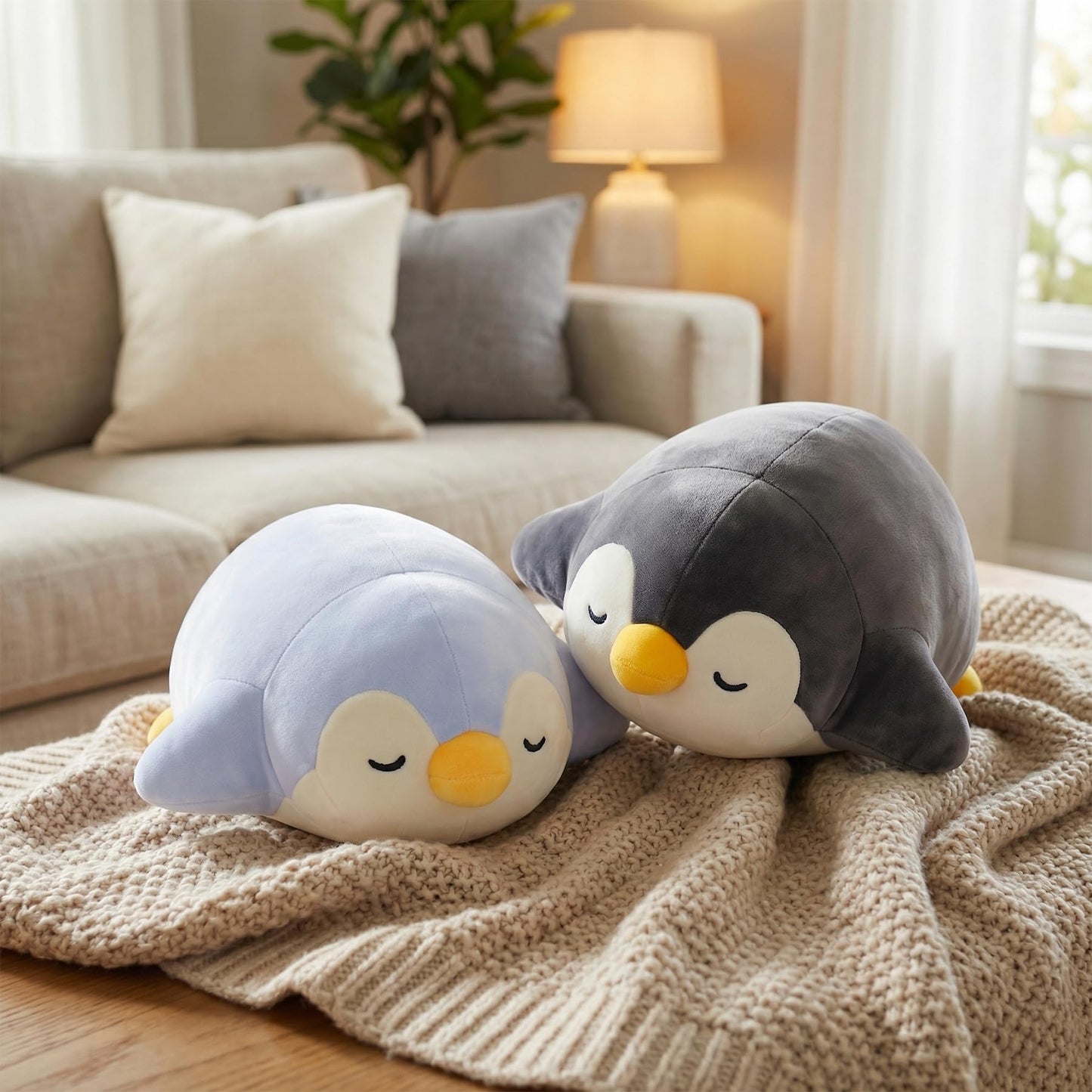 DENTRUN Penguin Stuffed Animals Bulk, Cute Penguin Plush Doll Play Toys for Kids Girls Boys Adults Birthday Xmas Halloween Present Adorable Soft Plushies, 12.20/18.11/22.44/25.98 Inchs, Blue, Black