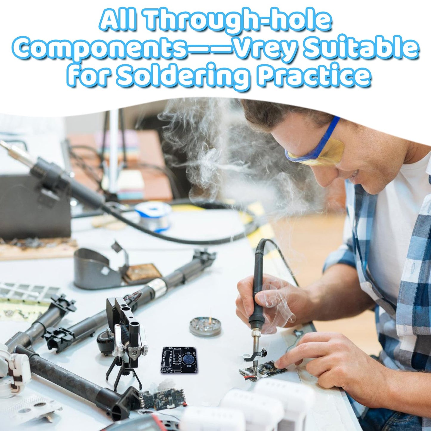 DIY Watch Soldering Practice Kit, PEMENOL 12/24H Selectable Soldering Project Kit, 10S Automatic Sleep Mode, Electronic Learning Kit for Present School College STEM Education, Blue