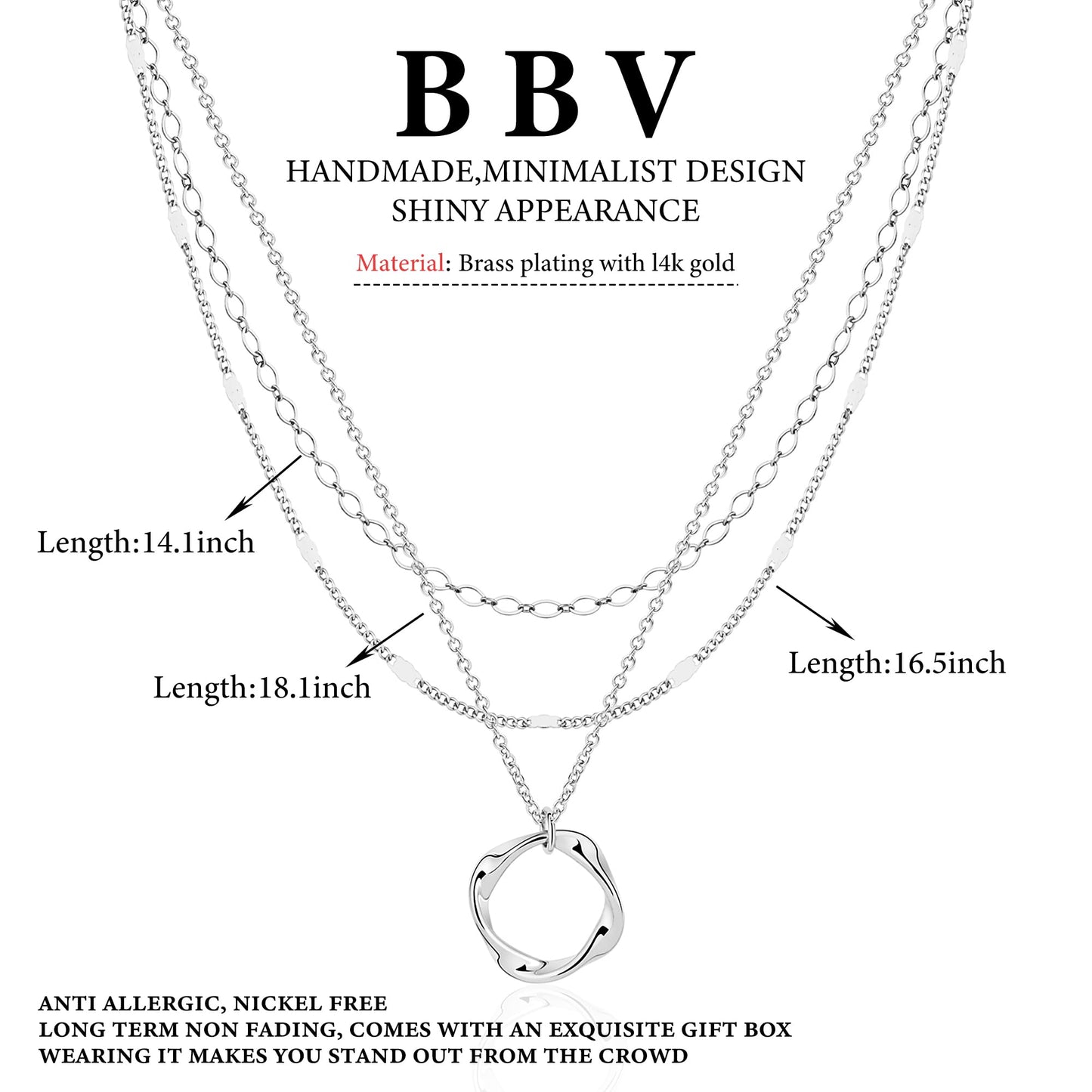 Layered Gold Necklaces for Women Stackable Dainty 14K Gold Plated Silver Chain Necklace Layering Cute Fashion Pendant Choker Necklaces Trendy Jewelry Set Gifts for Women (Oval paper clip flat strip square, silver)