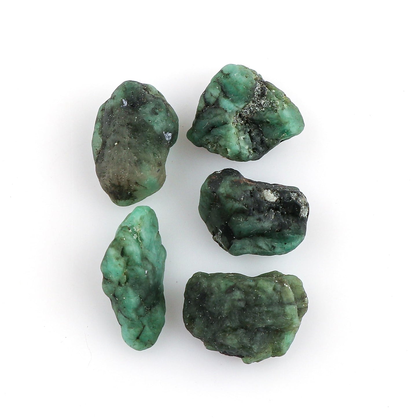 CRYSTALINES 5pcs Natural Raw Emerald Gemstones, Wholesale Rock Stones, DIY Jewelry Making, Rough Supply, Mined from Brazil, Chakra & Healing Crystals, Loose Bulk Lot, May Birthstone