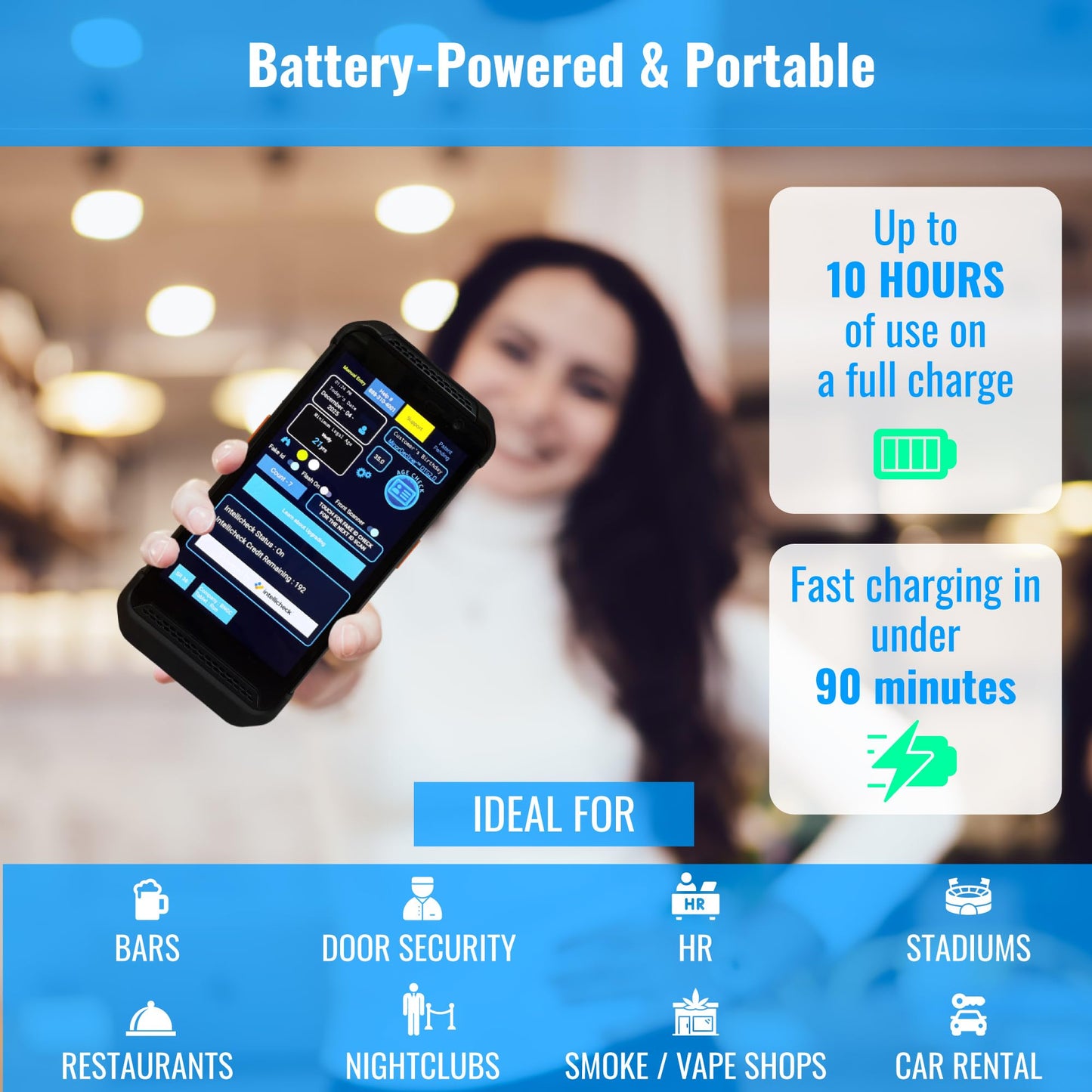 Portable ID & Passport Scanner for Bars, Clubs & Retail | Verifies Age & Expired IDs | Optional Fake ID Detection (Intellicheck) | Works in All 50 States | 2026 Model