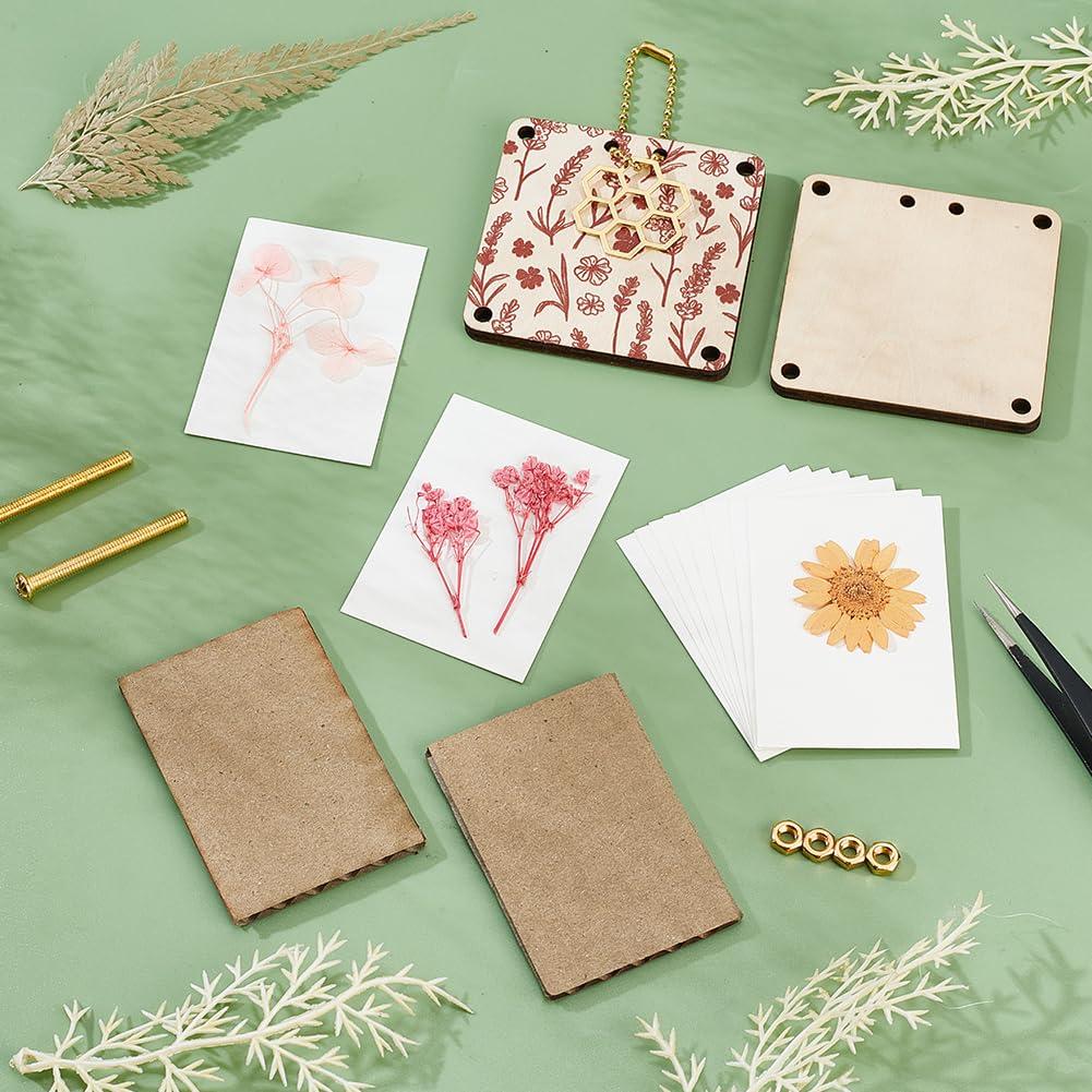 AHANDMAKER Pocket Flower Press Plant Preservation Kit Wooden Pocket Flower Pressing Portable Small Leaf Petal Preservation for Arts and Crafts Lovers, Plant Lover Gifts, 65x64mm