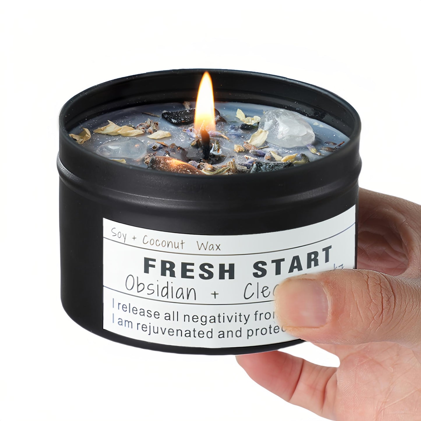 Crystal Candles, Healing Magic Candles, Mind-Body Meditation, Gifts to Encourage Women, New Job Gifts.(Fresh Start)