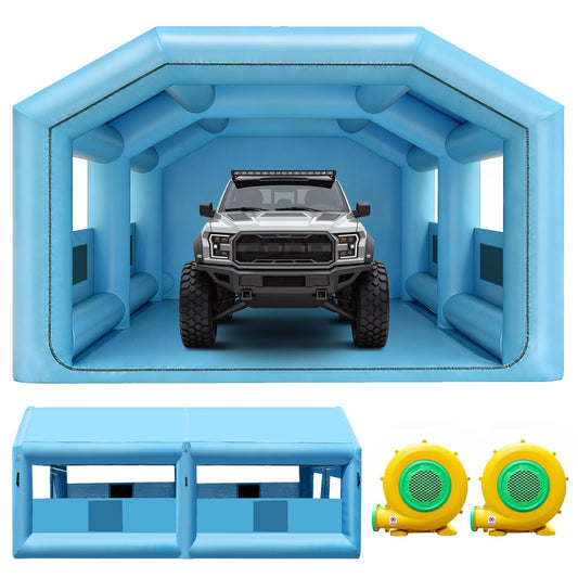 Inflatable Paint Booth for Car 26x14.7x9.8FT Portable Spray Booth Tent with 950W + 480W Blowers Air Filter System for DIY Spray Car Truck Motorcycle Garage Furniture Part Painting